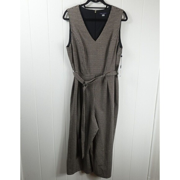 Tommy Hilfiger Womens Brown Houndstooth Jumpsuit Size 14W - Picture 3 of 11